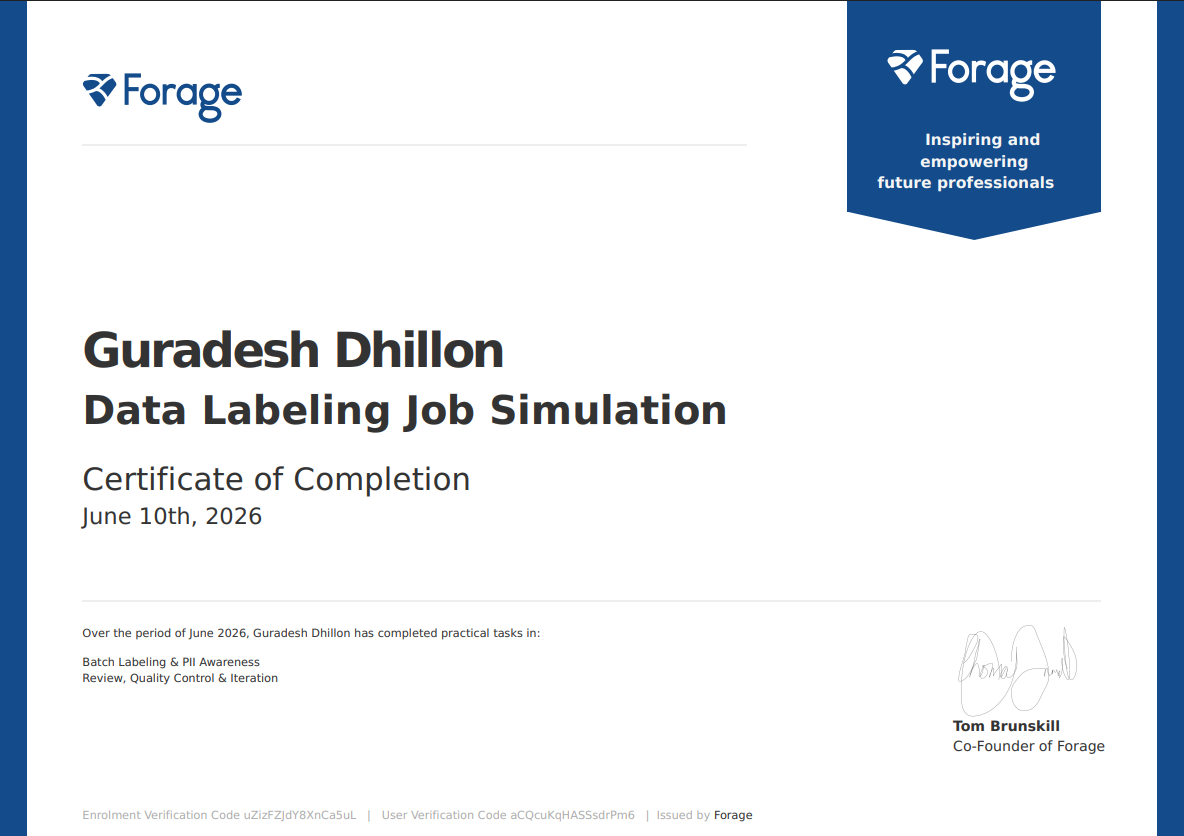 Forage Data Labeling Job Simulation Certificate